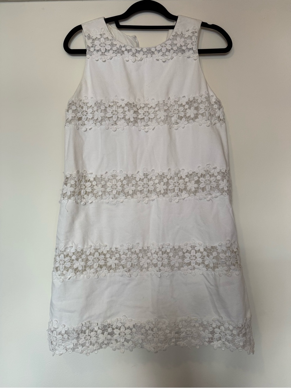 J. Crew women's white lace-trim sleeveless dress